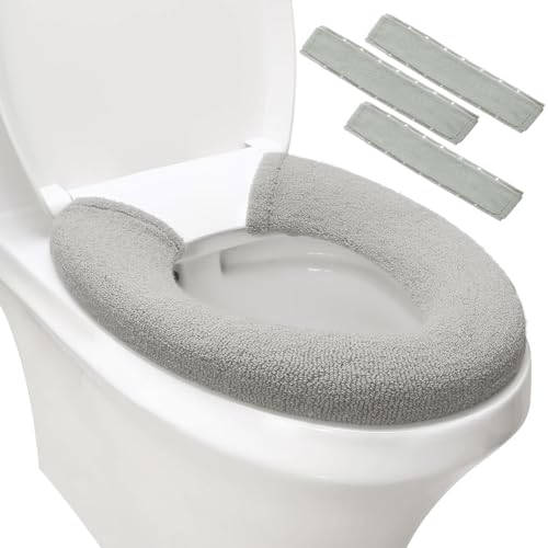 Bathroom Soft Thicker Warmer Stretchable Washable Cloth Toilet Seat Cover Pads (Gray/3pcs) - color: Gray X 3pack