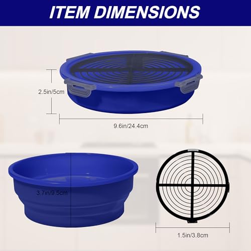 FJNATINH Collapsible Batter Bowl - Mess Free Better Breader Shaker Bowl with Lid Breading Shaker Container - Great for Fried Fish, Fried Chicken, Onion Rings, Wings,No Leak,Easy to Store,Deep Blue - color: Deep Blue