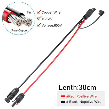 1ft 10AWG Solar Panel Connector Cable, SAE to MC-4 Male Female Adapter PV Extension Cable with SAE Polarity Reverse Adapter for RV Caravan Solar Panel Battery Charger - style: 1PCS