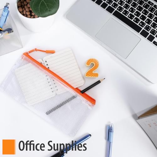 YOPCDJ 30PCS Mesh Zipper Pouch Bags Small, Zipper Pencil Pouches, 9.3 x 4.7 inch Clear Pencil Pouch Bulk, Clear Bags with Zipper for Travel Storage and Classroom Organization - size: A6, style: 30