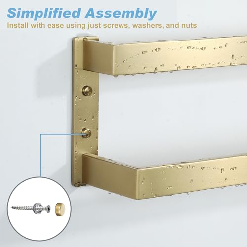 Alise Double Towel Bar, 24" Towel Racks for Bathroom Wall Mounted SUS304 Stainless Steel, Heavy Duty Bathroom Towel Holder, Quick Drying Towel Hanger, Brushed Gold - color: Gold, size: 24-inch