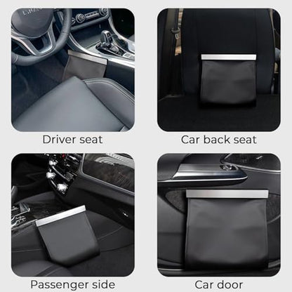 COZILO Leather Car Trash Can with Smart LED Light & Magnetic Closure,Leak-Proof, Odor-Lock Car Garbage Can for Any Cars, Sedans, SUVs, Trucks, Black - color: Black