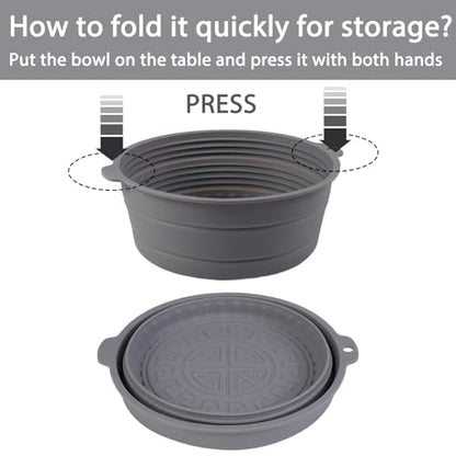 Collapsible Silicone Mixing Bowl, Food-Grade Foldable Travel Container, Large Collapsible Bowls for Camping Outdoor Hiking Storage Mixing, Grey (pot QY104) - color: grey-QY104