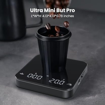 Maestri House S2 Espresso Coffee Scale with Timer, USB-C Rechargeable 2kg/0.1g Precision Shot Scale, Digital Scale for Espresso Brewing(Black) - color: Black