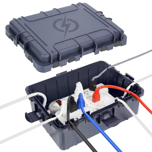 Waterproof Electrical Box, Large Outdoor Extension Cord Covers Waterproof, 8 Cable Seal Entry Weatherproof, IP54 Protect Power Strip, Timer Outlet Plug, Socket, Holiday Light Decoration (Slate Gray) - color: Slate Gray