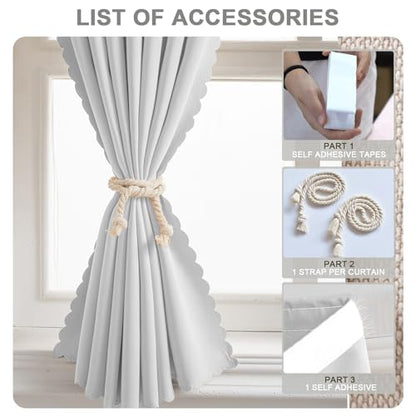 Self Adhesive Curtains - No Drilling, No Rod, Easy to Install Blackout Curtains for Window Blinds,Bedroom(White 35 * 59in-1P) - color: White, size: 35"W x 59"L (Pack of 1)