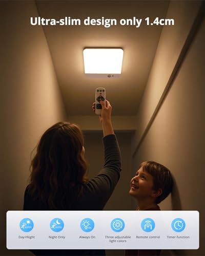 Combuh 2 Pack Square Rechargeable Ceiling Lights with Remote Operated Battery Powered, 60 Day Long Lasting Wireless Stick on Inside Waterproof Shower Lighting No Electricity Needed for Hallway Closet - color: 3CCT-Square, size: 2 Pack