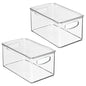 mDesign Plastic Deep Storage Bin Box Container with Lid and Built-In Handles - Organization for Fruit, Snacks, or Food in Kitchen Pantry, Cabinet, or Cupboard, Ligne Collection, 2 Pack, Clear