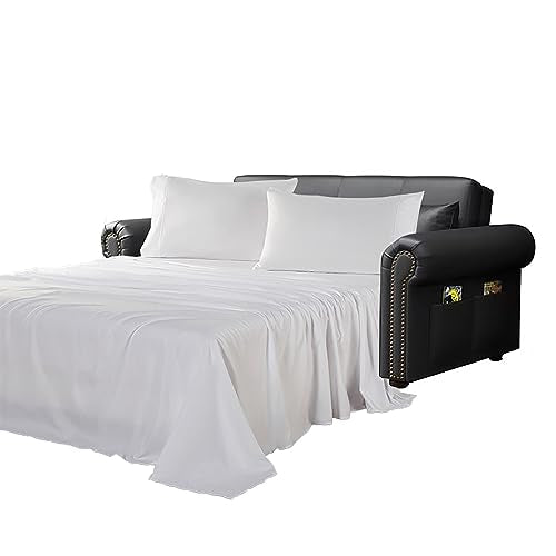 Kingnex Sofa Bed Sheets Queen for Sleeper Sofa Bed with 4-6 Deep Pocket Soft Double Brushed 1800 Microfiber 4 Piece Bedding Set (60"x74"x6") White - color: White, size: Sleeper Sofa Queen