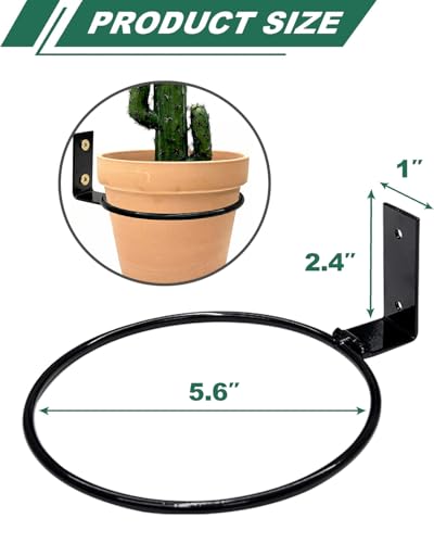vensovo 6 Pack 6 Inch Wall Mounted Plant Holder - Heavy Duty Metal Flower Pot Hanger Rings - Space Saving Bracket Hooks for Indoor Outdoor Plants Decor, Black - size: 6 Inch
