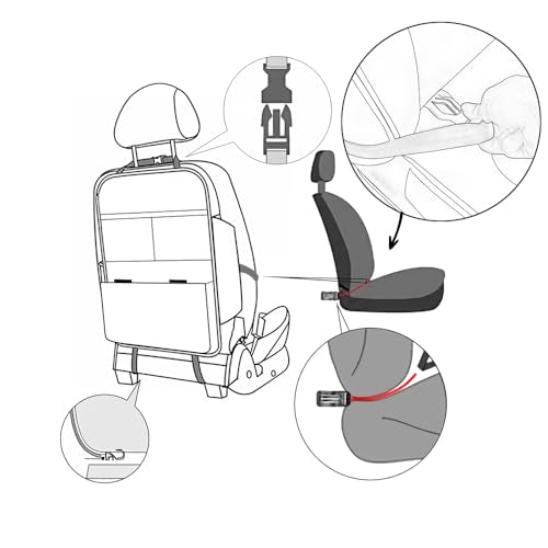 TAIKOO Seat Back Protector,Shields Seat Backs from Kicks and Adds Storage | kick mats back seat protector easy to install and clean, well-crafted, sturdy, durable and stylish.2 Pack - color: Style A-Beige