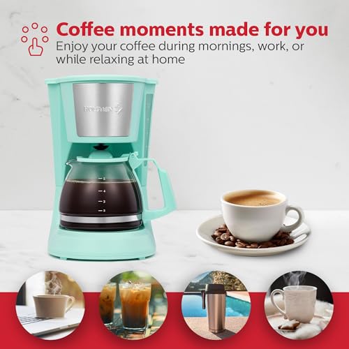 Holstein Housewares HH-0914701I 5-Cup Coffee Maker, Mint, 9.8x10x5.7 - color: Mint, size: 5 Cup