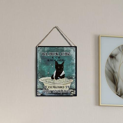 wall-pediments MP 468 Black Cat & Co. Bath Soap 1959 Striped Cat Plaque, 6.7 x 10 Inches Funny Cat Bathroom Decor - color: Generic 9953