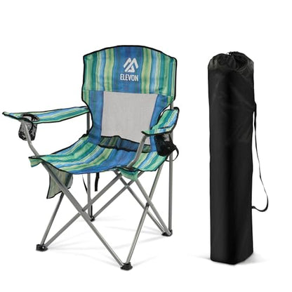 Elevon Camping Chair, Portable Folding Outdoor Chair with Arms, Cup Holder and Carry Bag - color: Multi-color