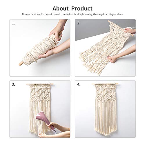 Mkono 2 Pcs Macrame Woven Wall Hanging Boho Chic Geometric Art Decor - Beautiful Bedroom Nursery Apartment Home Decoration, Gift for Girls Adults Birthday Christmas, 28" L x 13" W - size: Medium