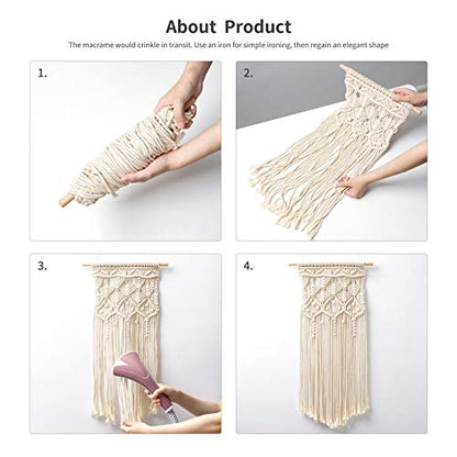 Mkono 2 Pcs Macrame Woven Wall Hanging Boho Chic Geometric Art Decor - Beautiful Bedroom Nursery Apartment Home Decoration, Gift for Girls Adults Birthday Christmas, 28" L x 13" W - size: Medium