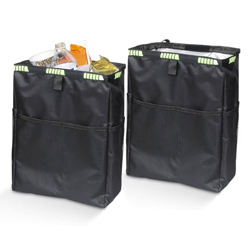 Car Trash Can, Car Trash Bag Hanging, 3.5 Gallons Ultra Large Capacity Organizer and Storage with Adjustable Straps, Leakproof Lining (Pack of 2) - size: Pack of 2