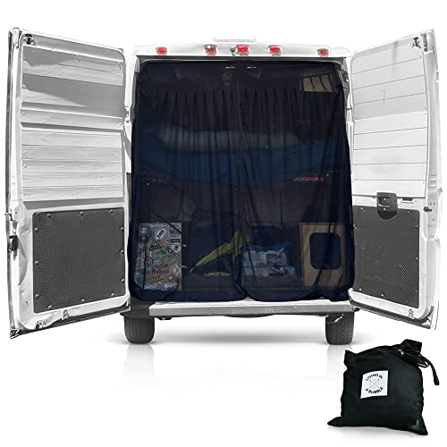 Living in a Bubble Van Bug Screen for RAM Promaster High Roof and Other Campervans, Universal Size Rear Door Flyscreen Mosquito Net, Center Zipper Closure