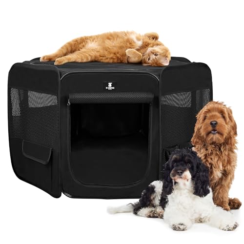 X-ZONE PET Dog Playpen Portable Pet Play Pens for Puppies, Cat, Rabbit, Chicks, Foldable Exercise Play Tent Kennel Crate, Indoor/Outdoor Travel Camping Black Medium - color: Black, size: Medium