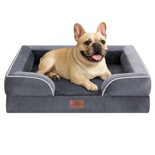 Comfort Expression Waterproof Orthopedic Dog Bed for Medium Size Dog | Supportive Egg Crate Foam Medium Pet Bed with Removable Bolsters, Dog Couch with Washable Cover & Non-Slip Bottom, 30x20 Inch - color: Dark Grey, size: 30.0"L x 20.0"W x 7.0"Th