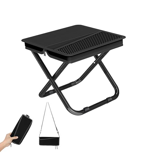 2-in-1 Collapsible Camping Stool & Sling Bag / 220LB Load Capacity Folding Portable Fishing Stool/Collapsible Stool for Camping, Hiking, Fishing, Gardening & Beach Outdoor Activities - color: Black, size: Large