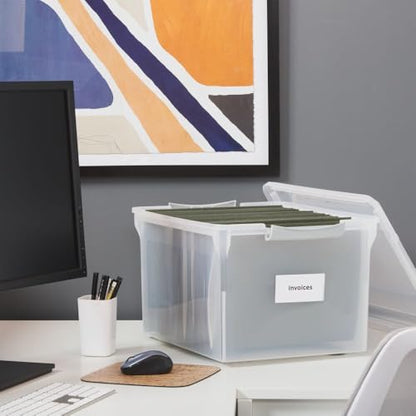STAPLES Store & Slide Plastic File Box Latching, Letter/Legal Size, Clear, 2/Pack - color: Clear, size: 2 Pack, style: Box (Latch Lid)
