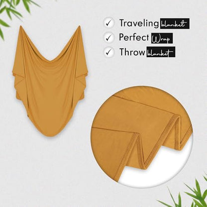K E L O R Luxury Cooling Travel Blanket - Stretchy, Lightweight Soft & Breathable Shawl Wraps for Women - color: Golden, size: Single-Sided