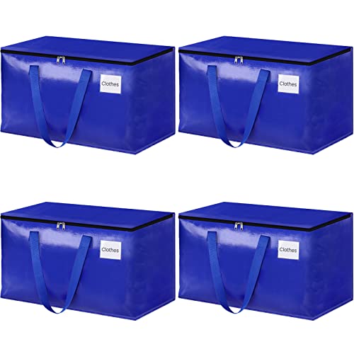 StorageRight Heavy Duty Moving Boxes-Moving Bags with Zipper, Reinforced Handles and Tag Pocket-Collapsible Moving Supplies-Totes for Storage Great for moving, Storage and Travel 93L(Blue-4 Pack) - color: Blue, size: 4 Pack