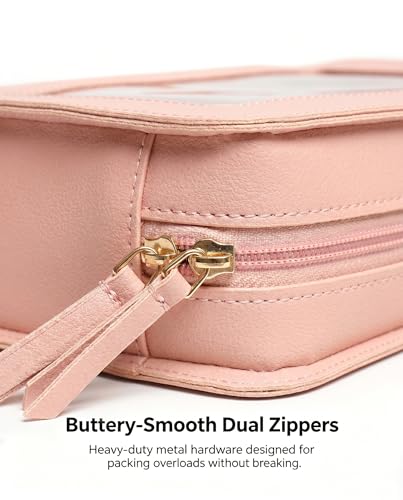 LETGO Clear Makeup Bags, TSA Approved Toiletry Bag with Zipper, Clear Makeup Organizer Fit Carry-on Travel Essentials,Clear Cosmetic Bags for Women Men (C-Pink) - color: C-Pink