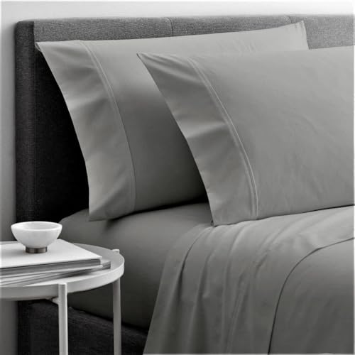 Cottingon Split King Sheet Set for Adjustable Bed, 100% Egyptian Cotton Bedsheets, Includes 2 Twin XL Fitted Sheets 39X80, King Flat Sheet and Pillowcases Fits Upto 16" Deep Mattress, Light Grey - color: Light Grey Solid, size: Split King