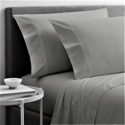 Cottingon Split King Sheet Set for Adjustable Bed, 100% Egyptian Cotton Bedsheets, Includes 2 Twin XL Fitted Sheets 39X80, King Flat Sheet and Pillowcases Fits Upto 16" Deep Mattress, Light Grey - color: Light Grey Solid, size: Split King