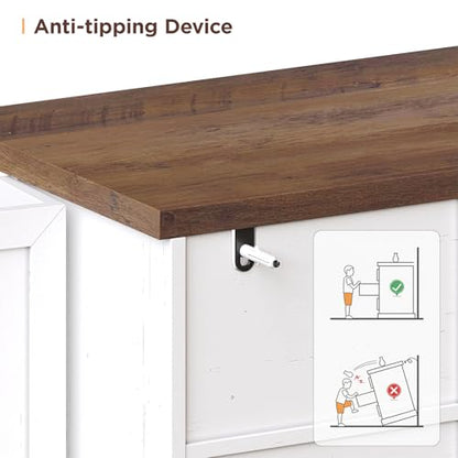 Vabches Sideboard Buffet Cabinet with 2 Drawers, Farmhouse Kitchen Pantry with Adjustable Shelves, Coffee Bar Cupboard Cabinet with 4 Doors for Kitchen & Dining Room