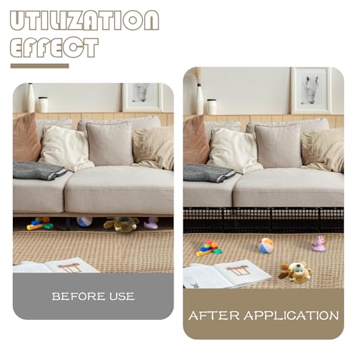 12 Pcs Under Couch Blocker for Bed Adjustable Furniture Plastic Under Bed Blocker with 30 Ties Black Couch Barriers for Dogs Pets Cats (Style 1) - color: Style 1