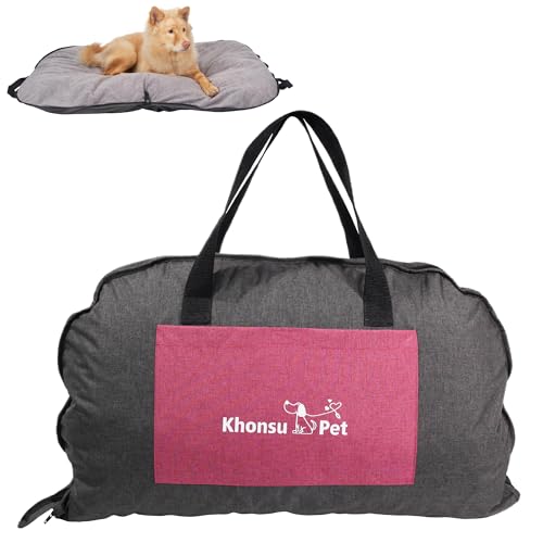 Portable Foldable Dog Bed for Travel Camping and Outdoor Dog Mat with Waterproof Cover& Fluffy Lining- Easy Clean, Durable - M (Hemp Grey) - color: Hemp Grey, size: M