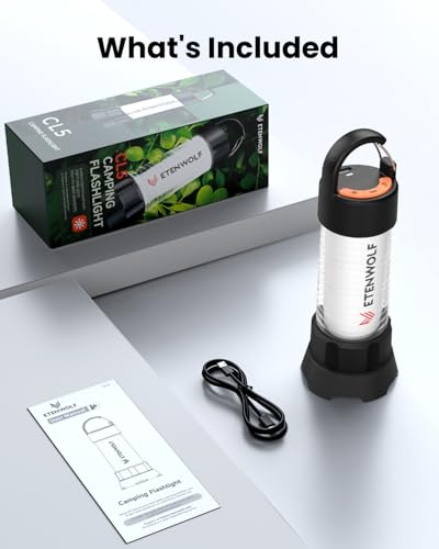 ETENWOLF Ultra Bright Camping Lantern, 1000LM LED Mini Flashlight Spotlight, 5000mAh Rechargeable Lantern with 6 Modes, Waterproof Portable Tent Light for Camping, Hiking, Power Outages & Emergencies