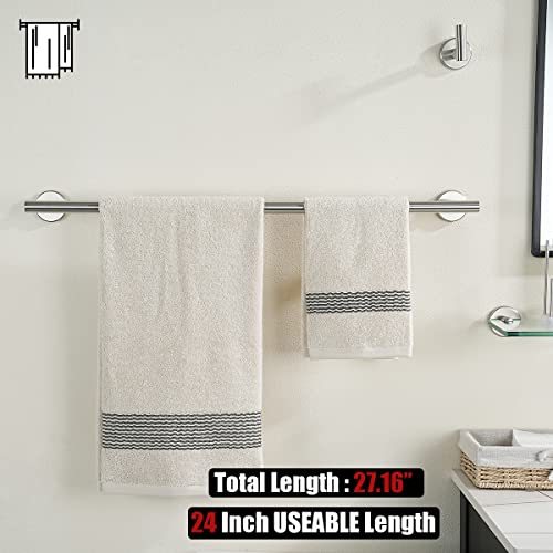 JQK Bath Towel Bar, 27 Inch 304 Stainless Steel Thicken 0.8mm Towel Rack Bathroom, Towel Holder Brushed Finished Wall Mount, Useable Length 24 Inch 2 Pack, TB110L24-BN-P2 - color: Brushed, size: 27 Inch (2 Pack)