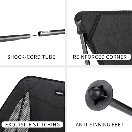 Naturehike YL05 Camping Chair, Ultralight Portable Camp Chair with Storage Bag, Compact Folding Beach Chair for Backpacking Hiking Fishing Picnic - color: Black-upgraded