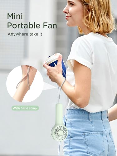 EasyAcc Mini Portable Handheld Fan,3 Speed Personal Small Makeup Fan 2000 Battery Lightweight Washable USB Rechargeable for Lash Stylish Girl Women Travel Gift Green - color: Green