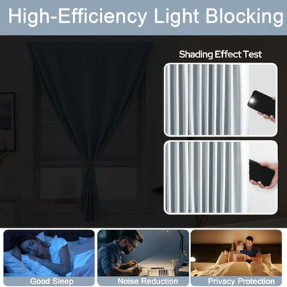 Self Adhesive Curtains - No Drilling, No Rod, Easy to Install Blackout Curtains for Window Blinds,Bedroom(Light Grey 35 * 59in-1P) - color: Light Grey, size: 35"W x 59"L (Pack of 1)