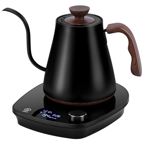 Gooseneck Electric Kettle, Intelligent Temperature Control, Stainless Steel Inner, Quick Heating, for Pour Over Coffee, Brew Tea, Boil Hot Water, 1000W 0.9L Black - color: Black