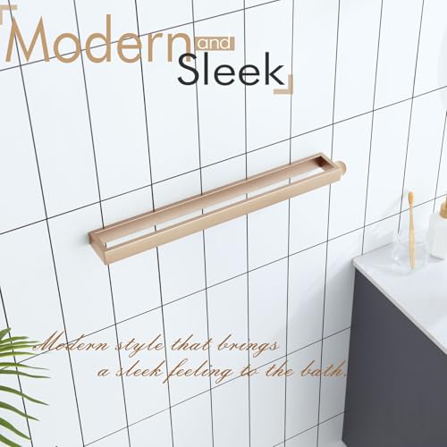 KOKOSIRI Towel Bar for Bathroom Wall Mount Bath Towel Holder 24-Inch Kitchen Rack Champagne Bronze Stainless Steel, 1 Pack B4008CPG-L24 - color: Champagne Bronze, size: 24-Inch