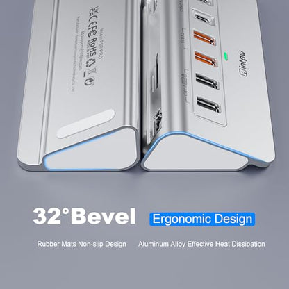 intpw 10-in-1 USB C Hub with Ethernet, 4K@60Hz HDMI, 10Gbps USB-C/USB-A, PD 100W, SD/TF, P9R PRO Docking Station for MacBook Pro/Air M1-M5, iPhone 17/16/15, iPad Pro, Windows - color: Silver Grey, size: 1.64ft