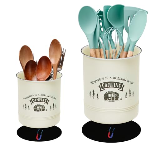 RVGUARD Magnetic RV Utensil Holder 2 Packs, Portable Metal Cutlery Organizer, RV Kitchen Accessories for Camper and RV with Adhesive Magnet-Coffee - color: coffee