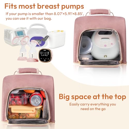 NCVI Breast Pump Bag, Double Layer Removable Pump Bag for Spectra S1, S2, Medela, Breast Pump Backpack with Ice Pack, Insulated Breast Milk Cooler Bag for Working Nursing Moms, Pink - color: Pink
