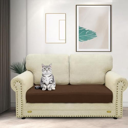 ZNSAYOTX Stretch Cushion Covers Sofa Loveseat Cushion Couch Seat Covers Slipcovers Soft Replacement Unique Pattern Furniture Protector with Elastic Bottom (Coffee, 1 Pc 2-Seat Cushion Cover) - color: Coffee, size: 1 Cushion Loveseat