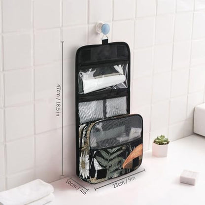 Mushroom Moon Phase Fern Hanging Toiletry Makeup Bag Travel Organizers Toiletries Cosmetics Bag for Women - color: Mushroom Moon Phase Fern