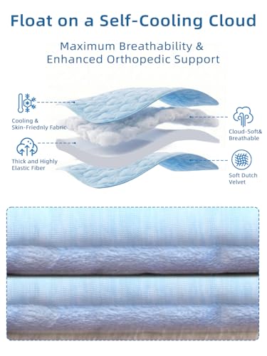 Huafly Dog Cooling Mat,Dual-Sided Cooling Mat for Dogs–Cooling Fabric for Summer,Velvet for All Seasons–Portable for Crate,Car Seat,Sofa&Floor,Machine Washable,Keeps Cats,Dogs&Puppies Cool,Cloud Blue - size: S：18" x 24" x 0.8"Th