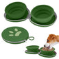 Collapsible Dog Bowls, 2-in-1 Travel Double Bowl Water Food Feeder Portable Pet Traveling Camping & Walking 25oz (Green) - color: Green