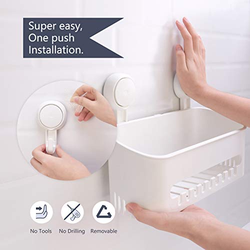 TAILI Shower Caddy Storage Basket 4 Suction Hooks, Suction Cup Shower Holder for Shampoo, Conditioner, Drill-Free Removable, Kitchen Bathroom Bedroom Organizer Set - style: 4×White
