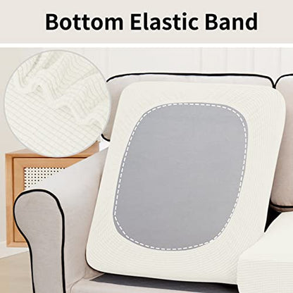 Easy-Going Stretch Individual Loveseat Couch Cushion Cover Sofa Cushion Furniture Protector Sofa slipcover Soft Flexibility with Elastic Bottom (2-piece Loveseat Cushion Cover, Cream) - color: Cream, size: 2-piece